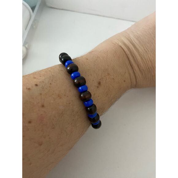 dark brown wood bead bracelet handmade - Picture 1 of 4